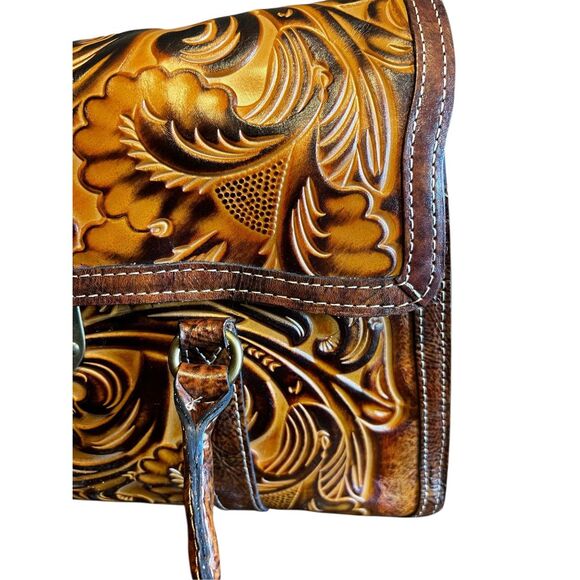 Patricia Nash tooled leather Vienna satchel in Tuscan finish 100% leather - Picture 9 of 13